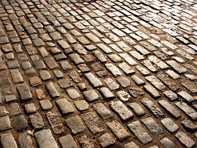 cobblestone street in front of where I had lunch Friday